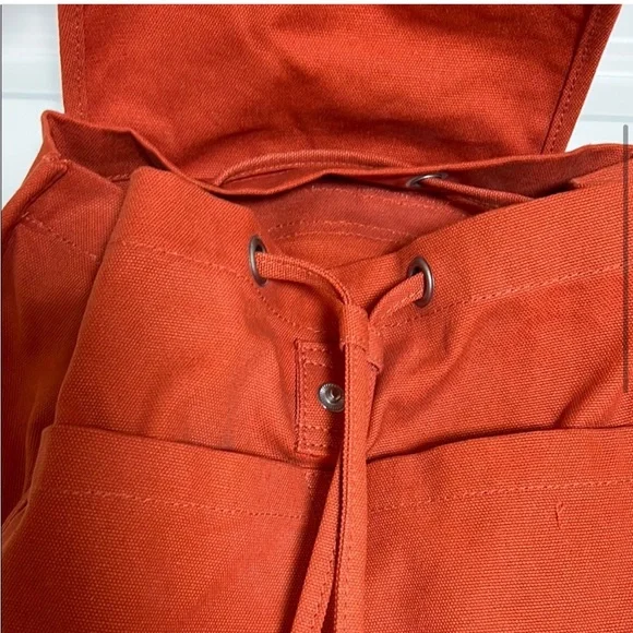 BAGGU Orange Drawstring Backpack Sienna Fits Laptop - Picture 3 of 4